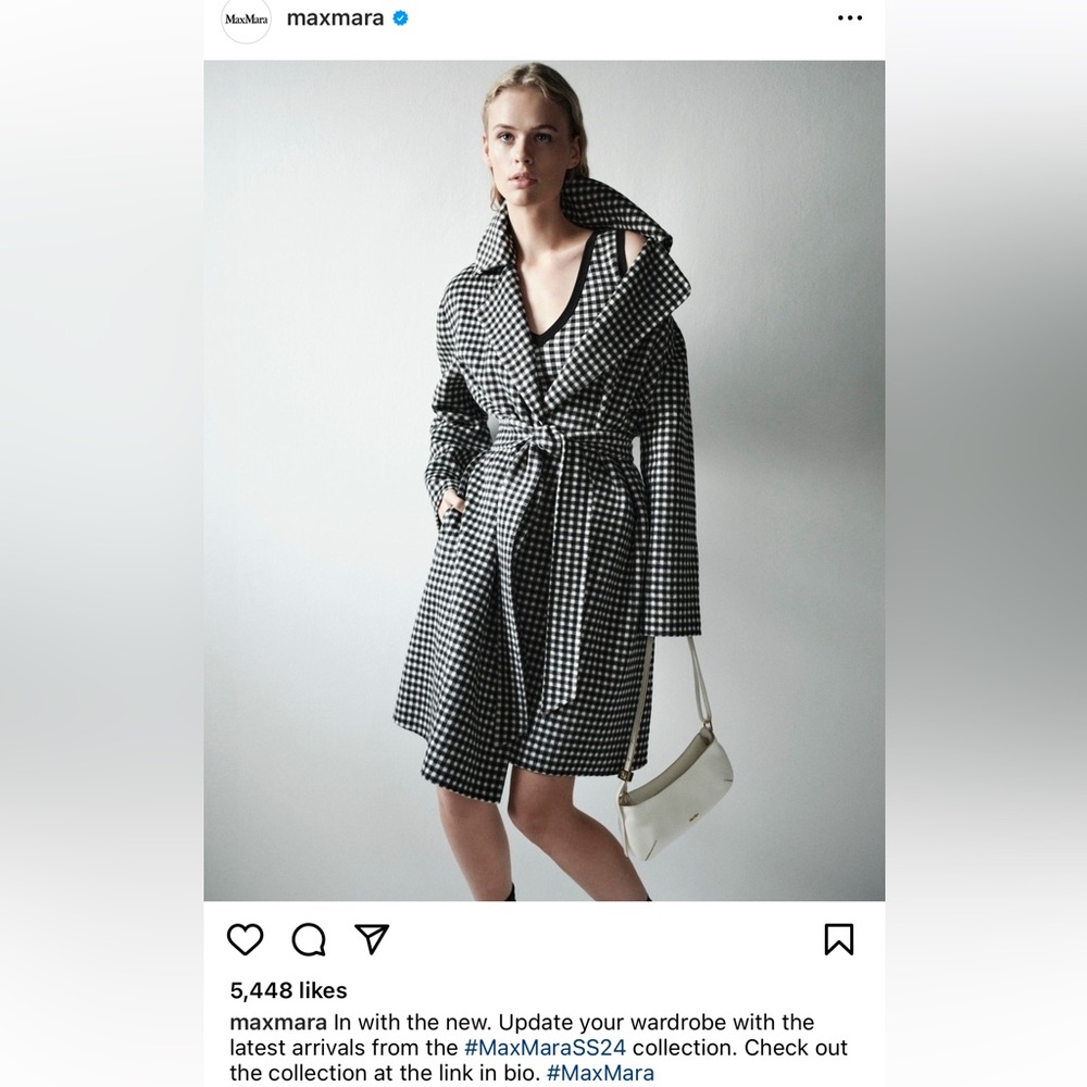 SOLD! NWOT Max Mara Studio Label-cut Alcade Check-Print Wool Wrap Coat Fall - Picture 3 of 17
